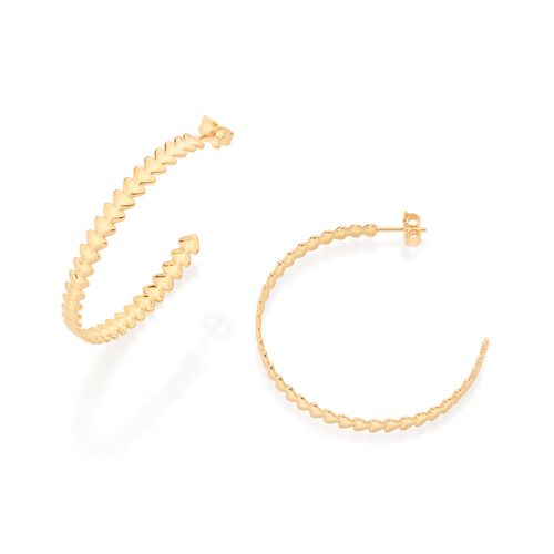 GOLD HEART BAND LARGE HOOP EARRINGS