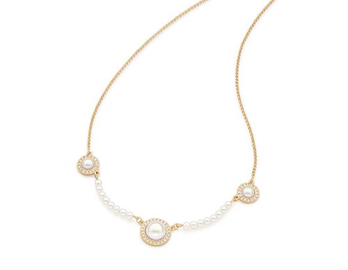 GOLD CHAIN WITH PEARL AND CRYSTAL