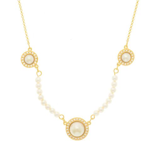 GOLD CHAIN WITH PEARL AND CRYSTAL