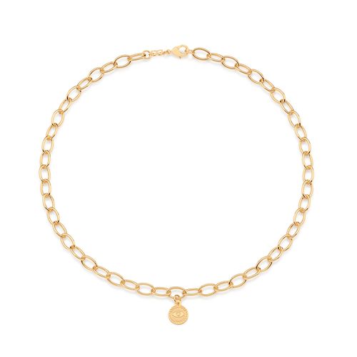GOLD EVIL EYE LINK CHAIN NECKLACE