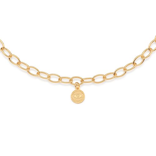 GOLD EVIL EYE LINK CHAIN NECKLACE