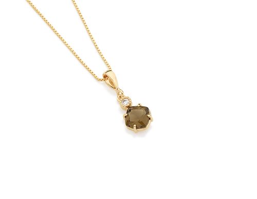 GOLD PENDANT WITH CRYSTAL AND ZIRCONIA