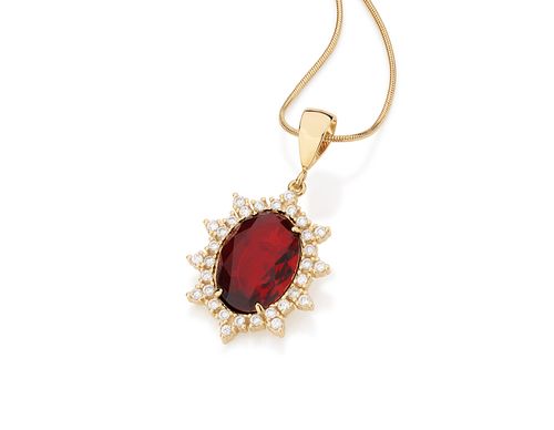 GOLD PENDANT WITH CRYSTAL AND ZIRCONIA