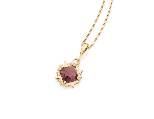 GOLD PENDANT WITH CRYSTAL AND ZIRCONIA