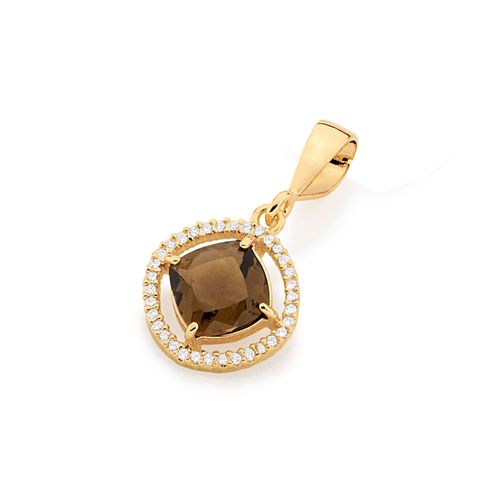 GOLD PENDANT WITH CRYSTAL AND ZIRCONIA