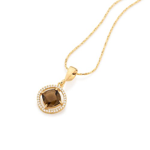 GOLD PENDANT WITH CRYSTAL AND ZIRCONIA