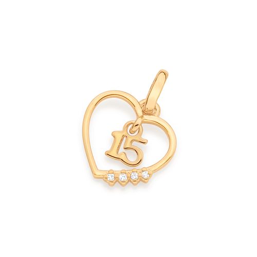 GOLD 15TH BIRTHDAY HEART PENDANT