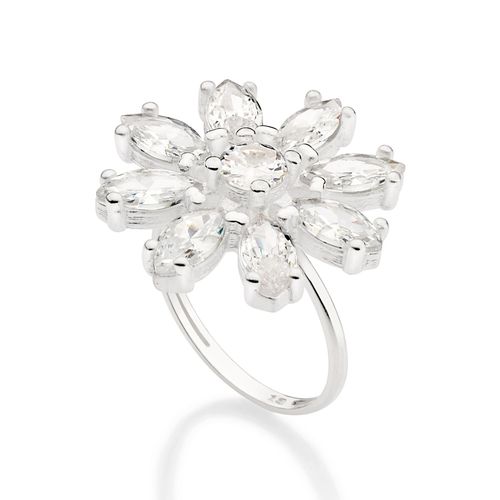 SILVER 925 WEDDING FLOWERS MAXI RING