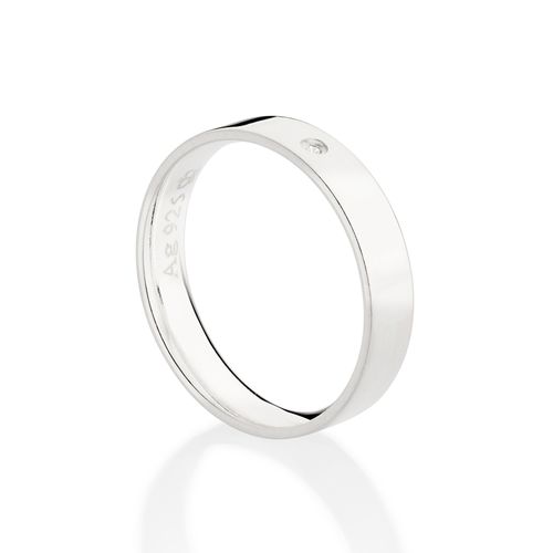 SILVER 925 SOLID WEDDING BAND WITH STONE
