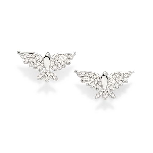 SILVER 925 HOLY SPIRIT DOVE STUD EARRINGS