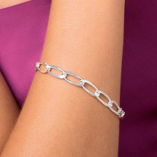 SILVER TWISTED OVAL LINK BRACELET LARGE
