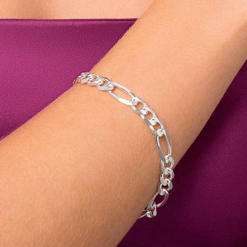 SILVER LARGE FIGARO LINK BRACELET LARGE
