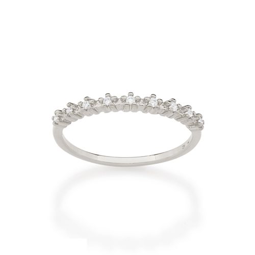 RHODIUM PLATED RING WITH ZIRCONIA
