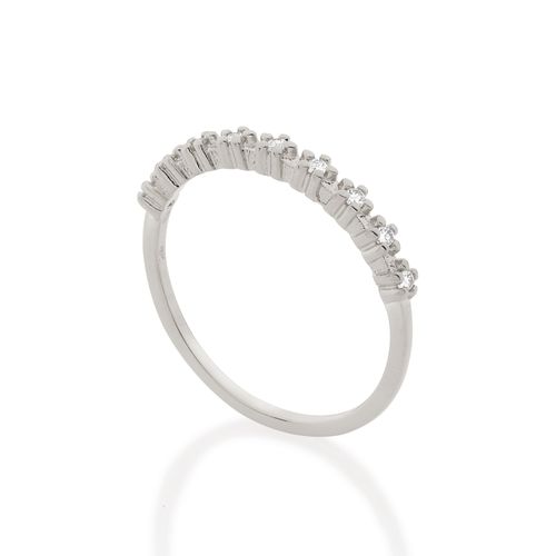 RHODIUM PLATED RING WITH ZIRCONIA