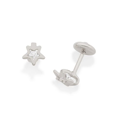 RHODIUM PLATED KID'S EARRING WITH CRYSTAL