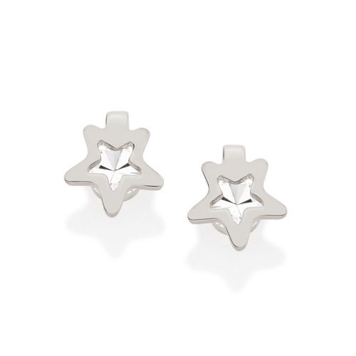 RHODIUM PLATED KID'S EARRING WITH CRYSTAL