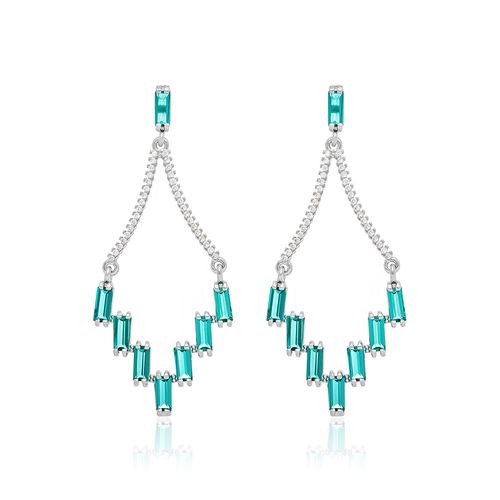 RHODIUM PLATED EARRING WITH CRYSTAL AND ZIRCONIA