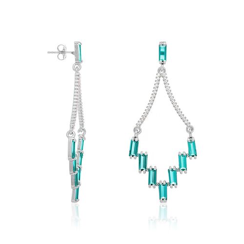 RHODIUM PLATED EARRING WITH CRYSTAL AND ZIRCONIA