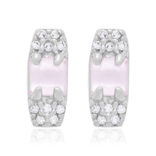 RHODIUM PLATED EARRING WITH CRYSTAL AND ZIRCONIA