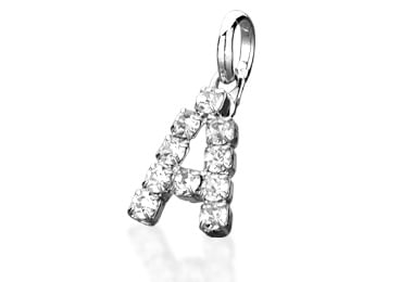 RHODIUM PLATED PENDANT WITH CRYSTAL-LETTER Q