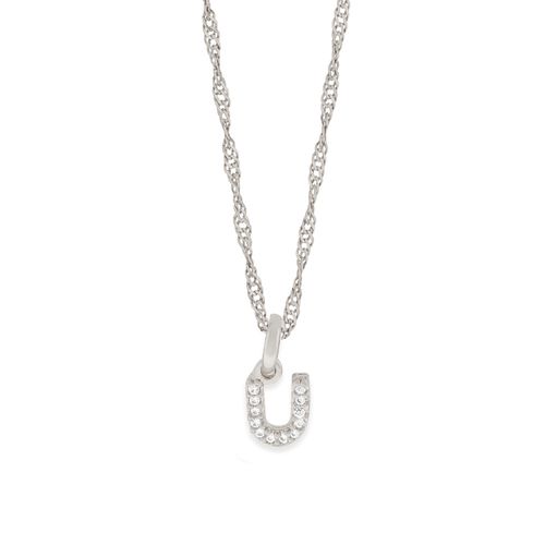 RHODIUM KID'S LETTER PENDANT -LETTER U