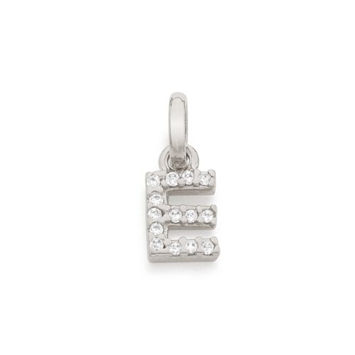 RHODIUM KID'S LETTER PENDANT -LETTER E