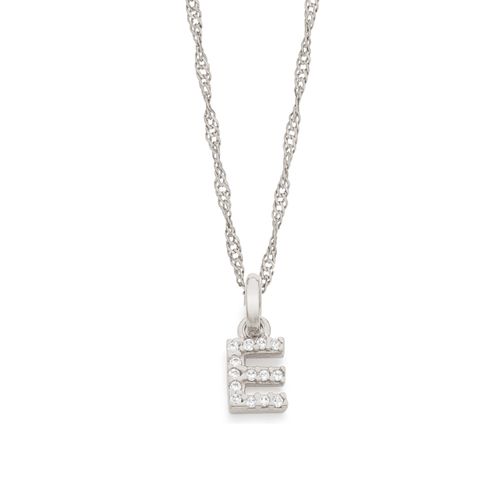 RHODIUM KID'S LETTER PENDANT -LETTER E