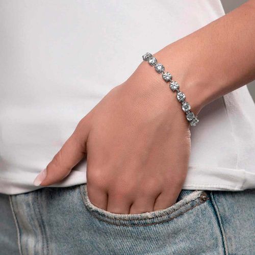 RHODIUM PLATED BRACELET WITH ZIRCONIA