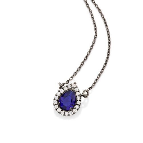 BLACK RHODIUM CHAIN WITH CRYSTAL AND ZIRCONIA