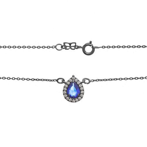 BLACK RHODIUM CHAIN WITH CRYSTAL AND ZIRCONIA