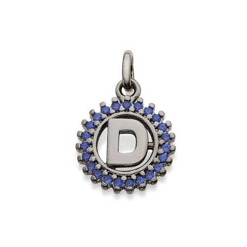 BLACK RHODIUM PENDANT WITH ZIRCONIA-LETTER D