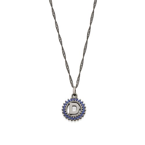 BLACK RHODIUM PENDANT WITH ZIRCONIA-LETTER D