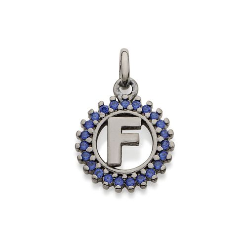 BLACK RHODIUM PENDANT WITH ZIRCONIA-LETTER F