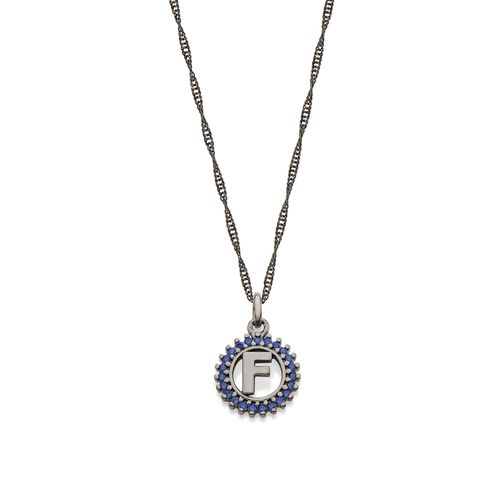 BLACK RHODIUM PENDANT WITH ZIRCONIA-LETTER F