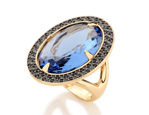 GOLD RING WITH CRYSTAL AND ZIRCONIA
