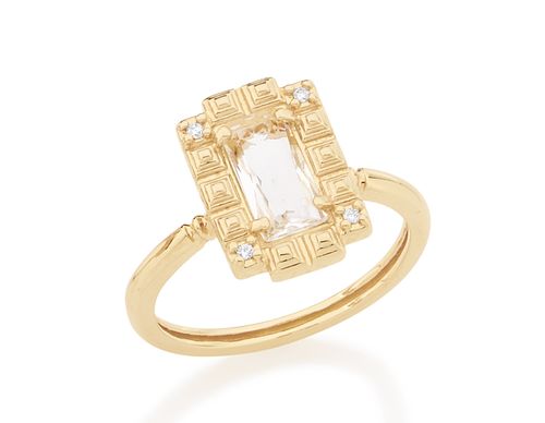 GOLD RING WITH CRYSTAL AND ZIRCONIA