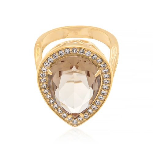 GOLD RING WITH CRYSTAL AND ZIRCONIA