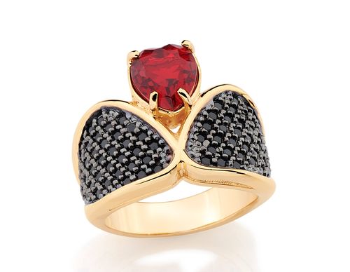 GOLD RING WITH CRYSTAL AND ZIRCONIA