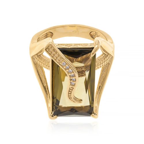 GOLD RING WITH CRYSTAL AND ZIRCONIA
