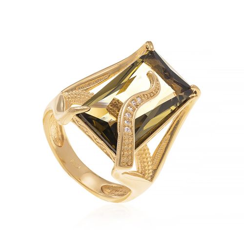 GOLD RING WITH CRYSTAL AND ZIRCONIA