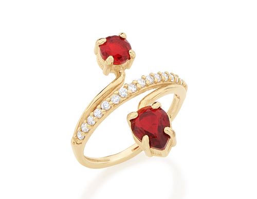 GOLD RING WITH CRYSTAL AND ZIRCONIA