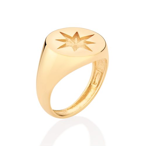 GOLD COMPASS PINKY RING