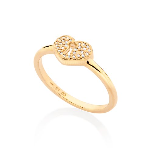 GOLD HEART LOCK SKINNY RING
