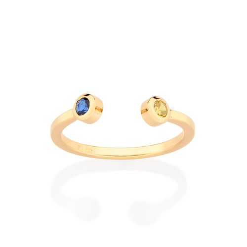 GOLD ADJUSTABLE AWARENESS RING IN BLUE AND YELLOW