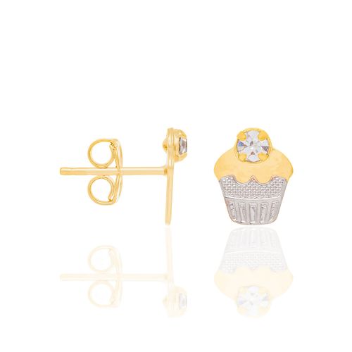 GOLD KID'S EARRING WITH CRYSTAL