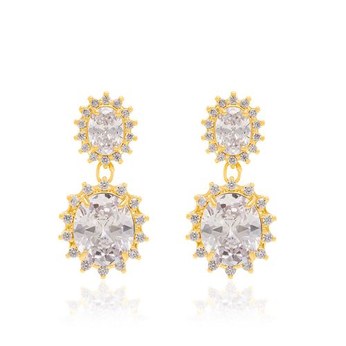 GOLD EARRING WITH CRYSTAL AND ZIRCONIA