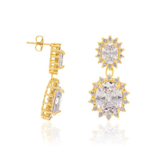 GOLD EARRING WITH CRYSTAL AND ZIRCONIA