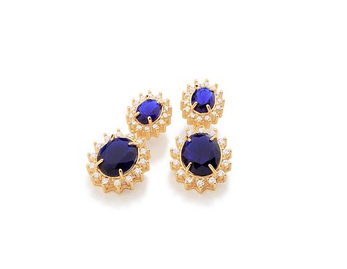 GOLD EARRING WITH CRYSTAL AND ZIRCONIA