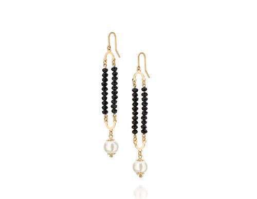 GOLD EARRING WITH PEARL AND CRYSTAL