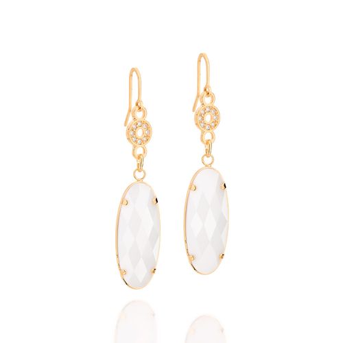 GOLD EARRING WITH CRYSTAL AND STONE